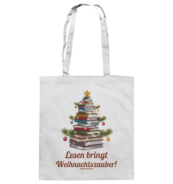 Weihnachtsbaum aus Büchern – Magischer Lesezauber - Baumwolltasche Bright Lights Arts