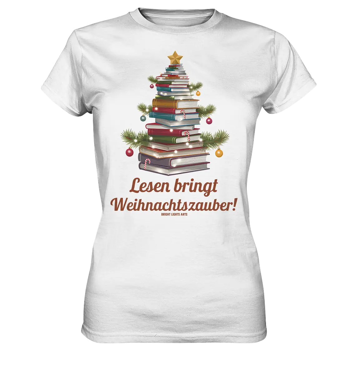 Weihnachtsbaum aus Büchern – Magischer Lesezauber - Ladies Premium Shirt Bright Lights Arts