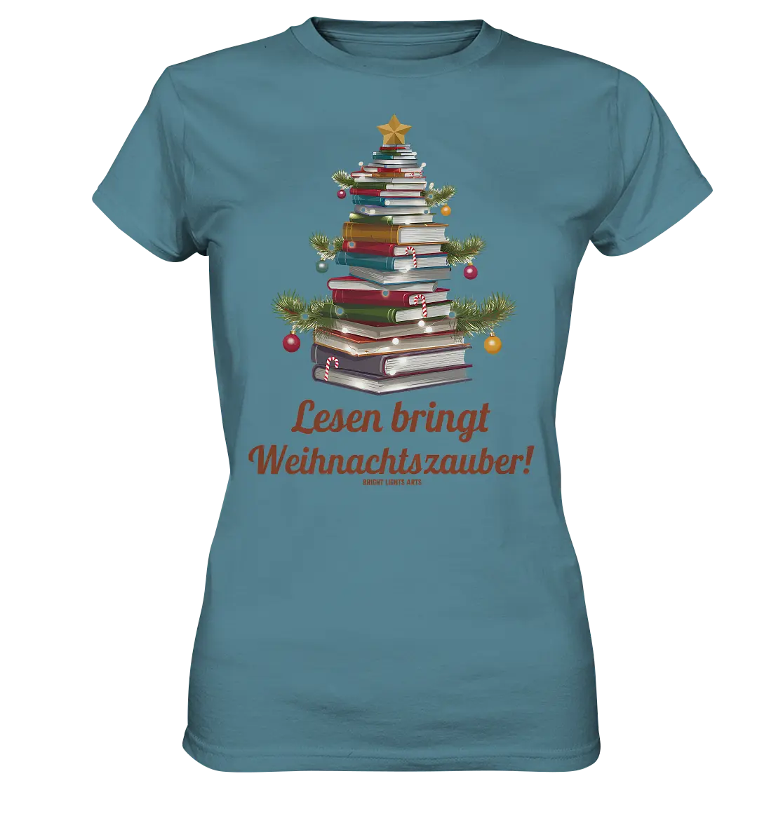 Weihnachtsbaum aus Büchern – Magischer Lesezauber - Ladies Premium Shirt Bright Lights Arts