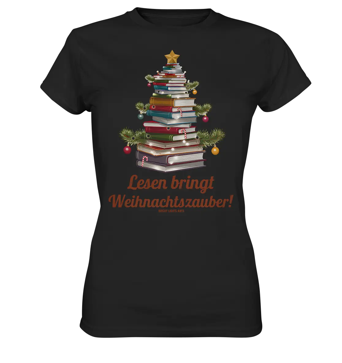 Weihnachtsbaum aus Büchern – Magischer Lesezauber - Ladies Premium Shirt Bright Lights Arts