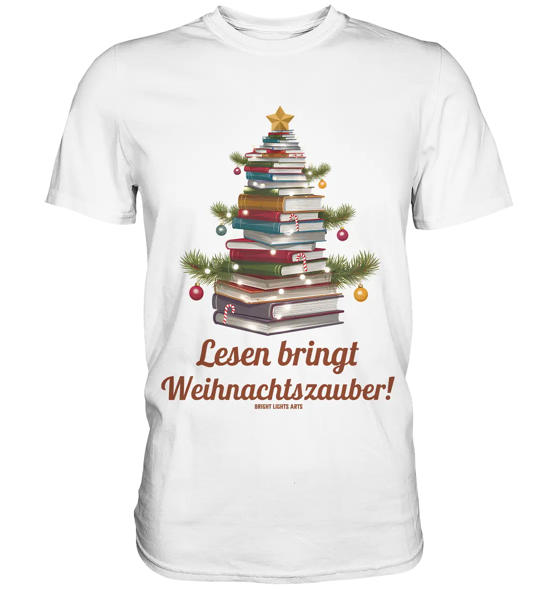 Weihnachtsbaum aus Büchern – Magischer Lesezauber - Premium Shirt Bright Lights Arts