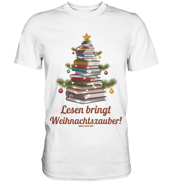 Weihnachtsbaum aus Büchern – Magischer Lesezauber - Premium Shirt Bright Lights Arts
