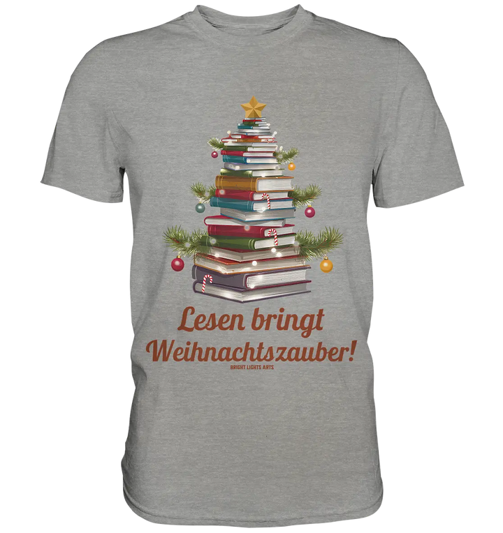 Weihnachtsbaum aus Büchern – Magischer Lesezauber - Premium Shirt Bright Lights Arts