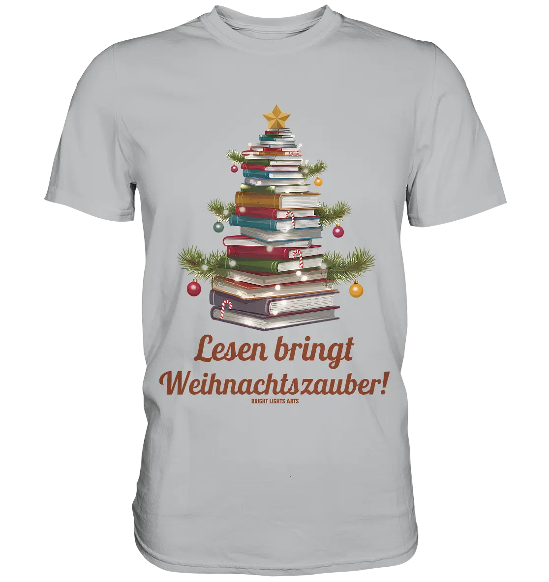 Weihnachtsbaum aus Büchern – Magischer Lesezauber - Premium Shirt Bright Lights Arts