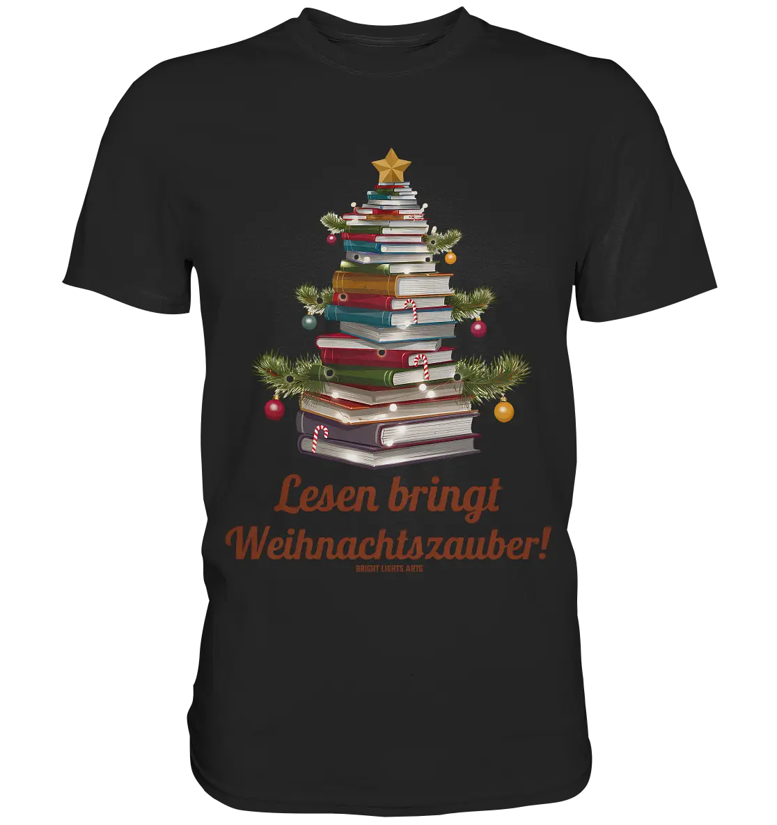 Weihnachtsbaum aus Büchern – Magischer Lesezauber - Premium Shirt Bright Lights Arts