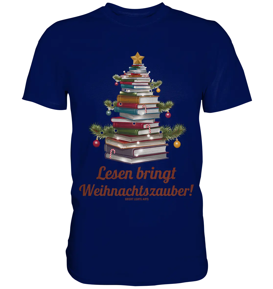 Weihnachtsbaum aus Büchern – Magischer Lesezauber - Premium Shirt Bright Lights Arts