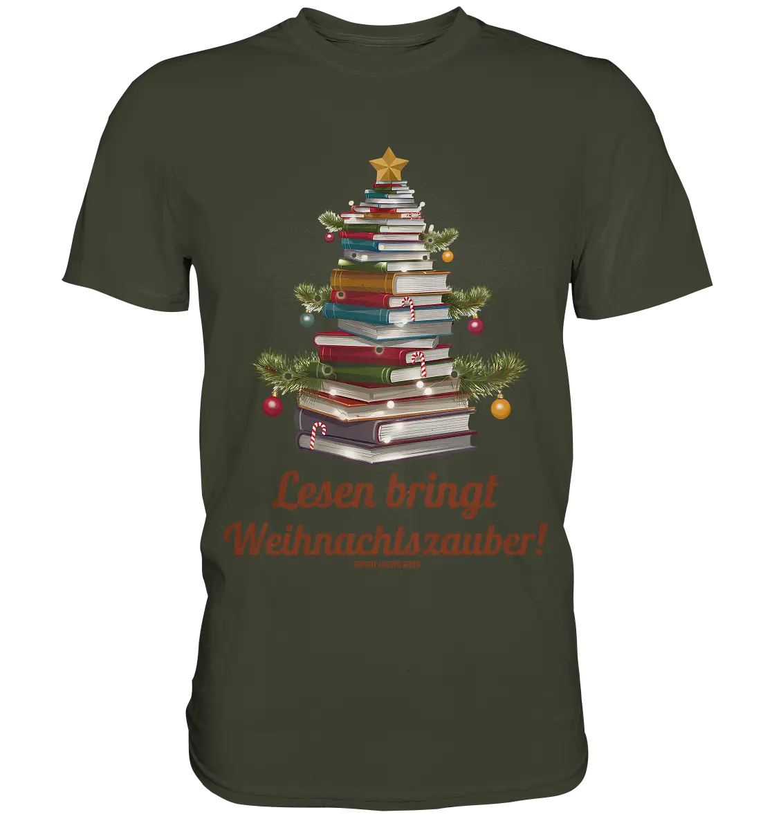 Weihnachtsbaum aus Büchern – Magischer Lesezauber - Premium Shirt Bright Lights Arts
