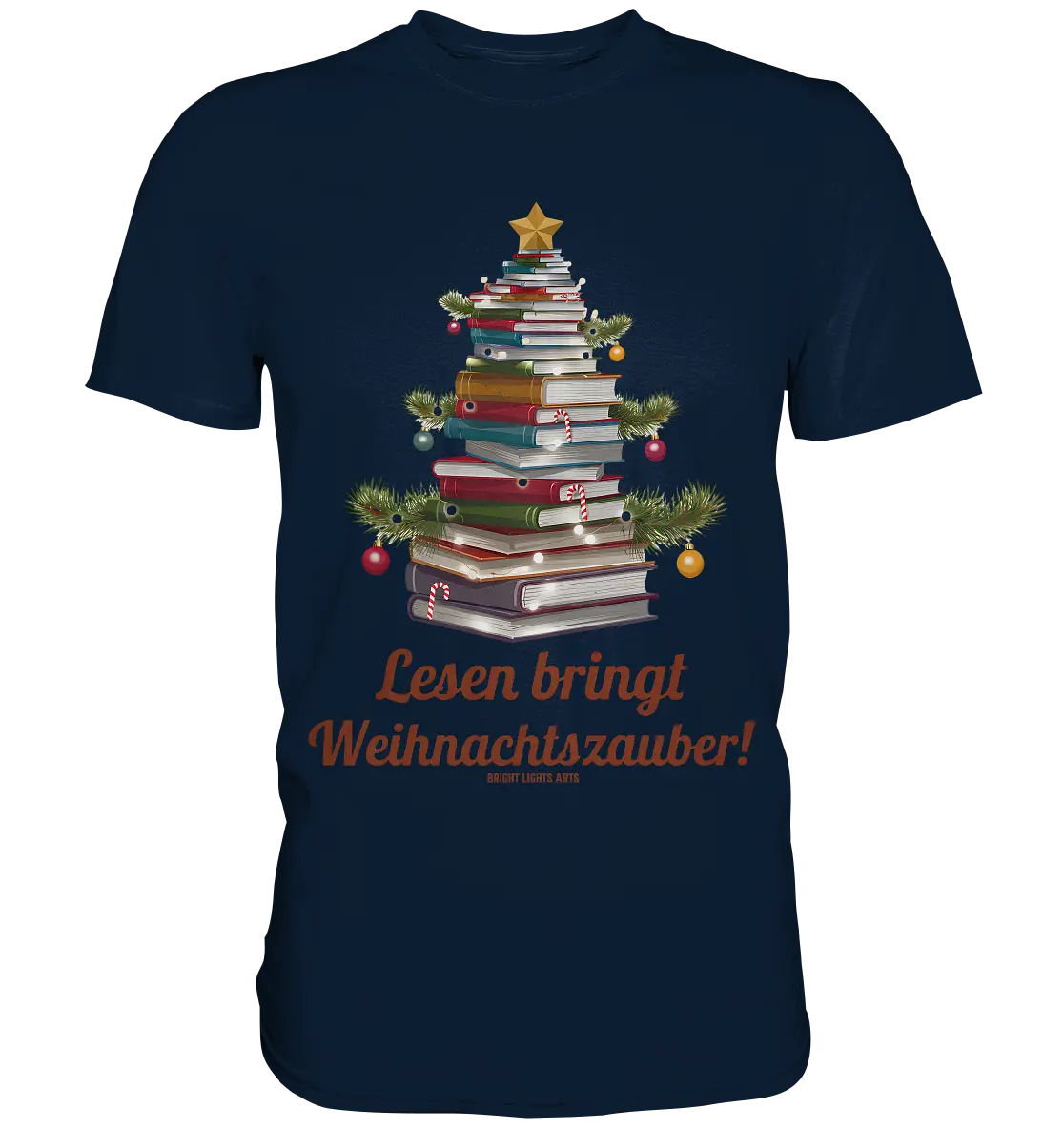 Weihnachtsbaum aus Büchern – Magischer Lesezauber - Premium Shirt Bright Lights Arts