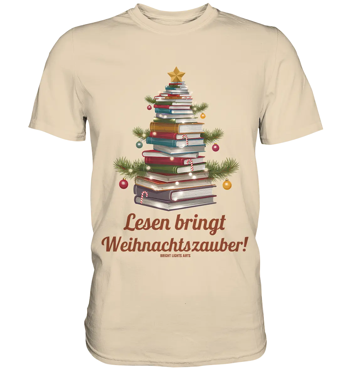 Weihnachtsbaum aus Büchern – Magischer Lesezauber - Premium Shirt Bright Lights Arts