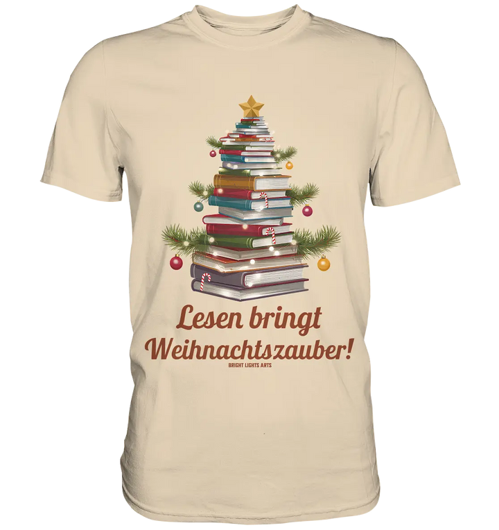 Weihnachtsbaum aus Büchern – Magischer Lesezauber - Premium Shirt Bright Lights Arts
