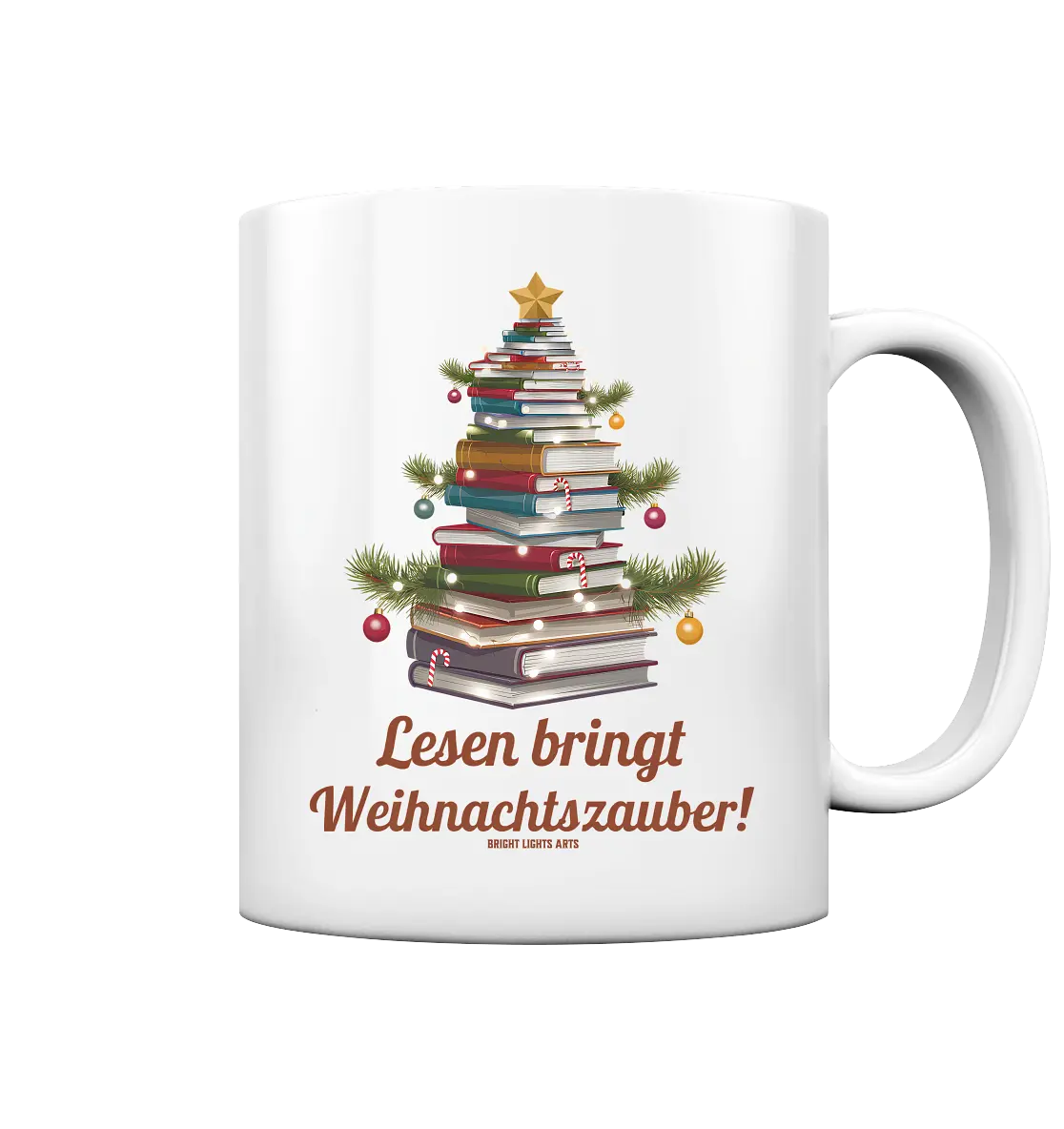 Weihnachtsbaum aus Büchern – Magischer Lesezauber - Tasse glossy Bright Lights Arts