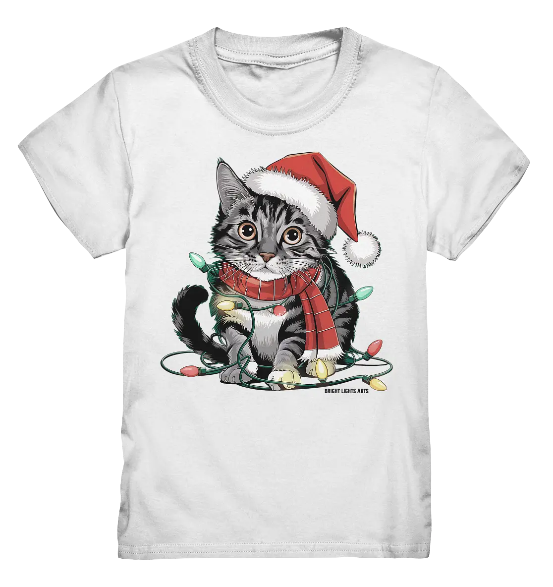 Weihnachtskätzchen im Lichterketten-Wirrwarr - Kids Premium Shirt Bright Lights Arts