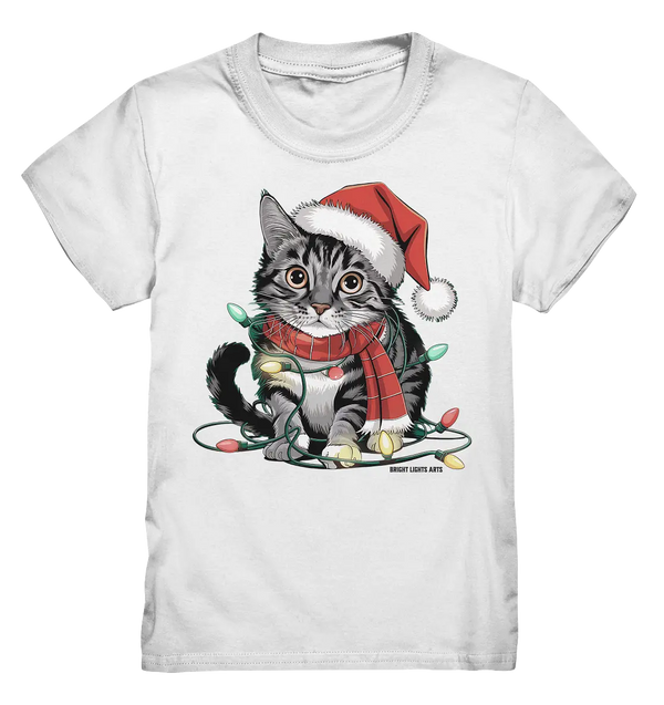Weihnachtskätzchen im Lichterketten-Wirrwarr - Kids Premium Shirt Bright Lights Arts