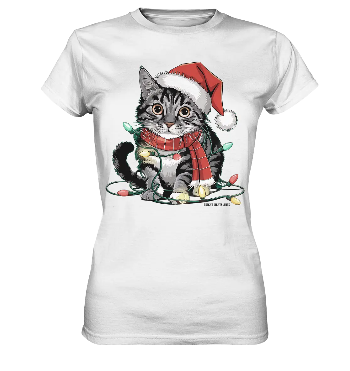 Weihnachtskätzchen im Lichterketten-Wirrwarr - Ladies Premium Shirt Bright Lights Arts
