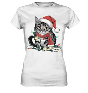 Weihnachtskätzchen im Lichterketten-Wirrwarr - Ladies Premium Shirt Bright Lights Arts