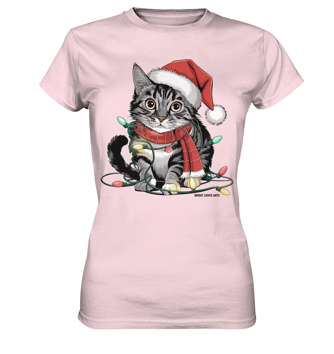 Weihnachtskätzchen im Lichterketten-Wirrwarr - Ladies Premium Shirt Bright Lights Arts