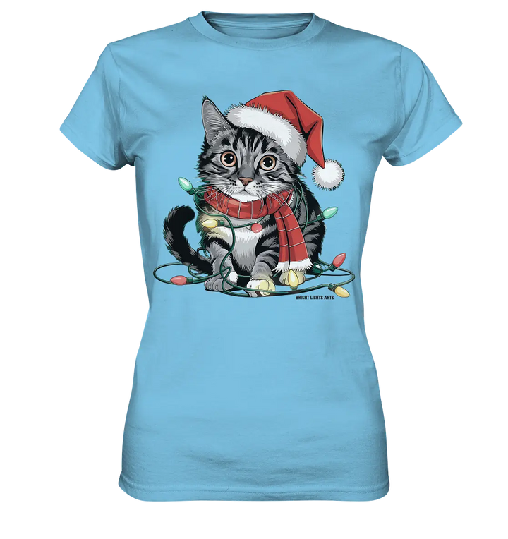 Weihnachtskätzchen im Lichterketten-Wirrwarr - Ladies Premium Shirt Bright Lights Arts