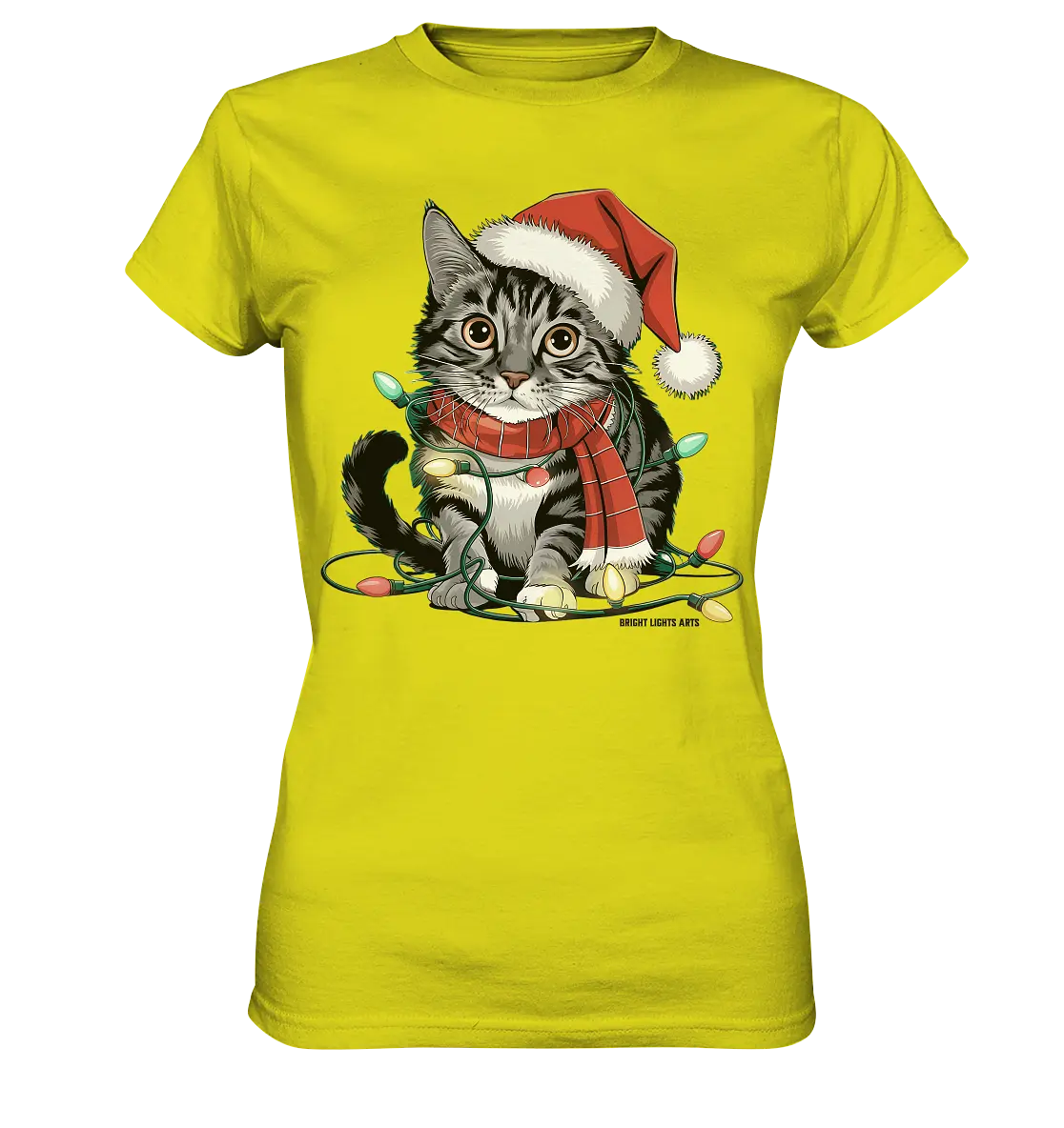 Weihnachtskätzchen im Lichterketten-Wirrwarr - Ladies Premium Shirt Bright Lights Arts