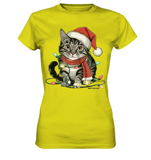 Weihnachtskätzchen im Lichterketten-Wirrwarr - Ladies Premium Shirt Bright Lights Arts