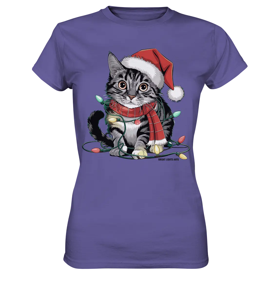 Weihnachtskätzchen im Lichterketten-Wirrwarr - Ladies Premium Shirt Bright Lights Arts
