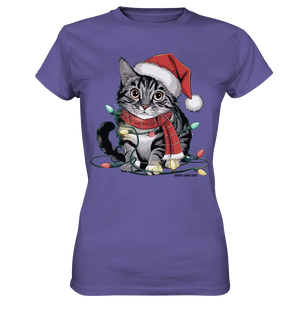 Weihnachtskätzchen im Lichterketten-Wirrwarr - Ladies Premium Shirt Bright Lights Arts
