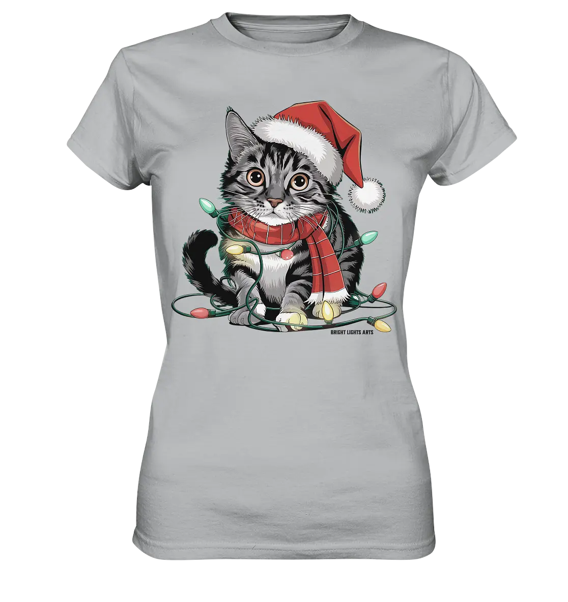 Weihnachtskätzchen im Lichterketten-Wirrwarr - Ladies Premium Shirt Bright Lights Arts