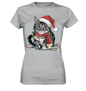 Weihnachtskätzchen im Lichterketten-Wirrwarr - Ladies Premium Shirt Bright Lights Arts