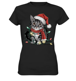 Weihnachtskätzchen im Lichterketten-Wirrwarr - Ladies Premium Shirt Bright Lights Arts
