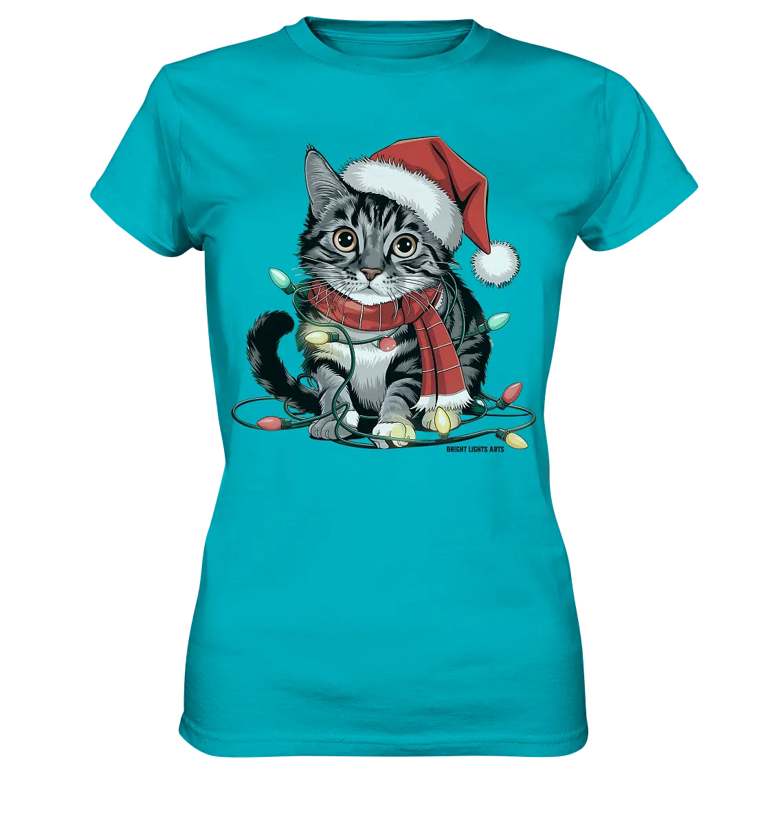 Weihnachtskätzchen im Lichterketten-Wirrwarr - Ladies Premium Shirt Bright Lights Arts