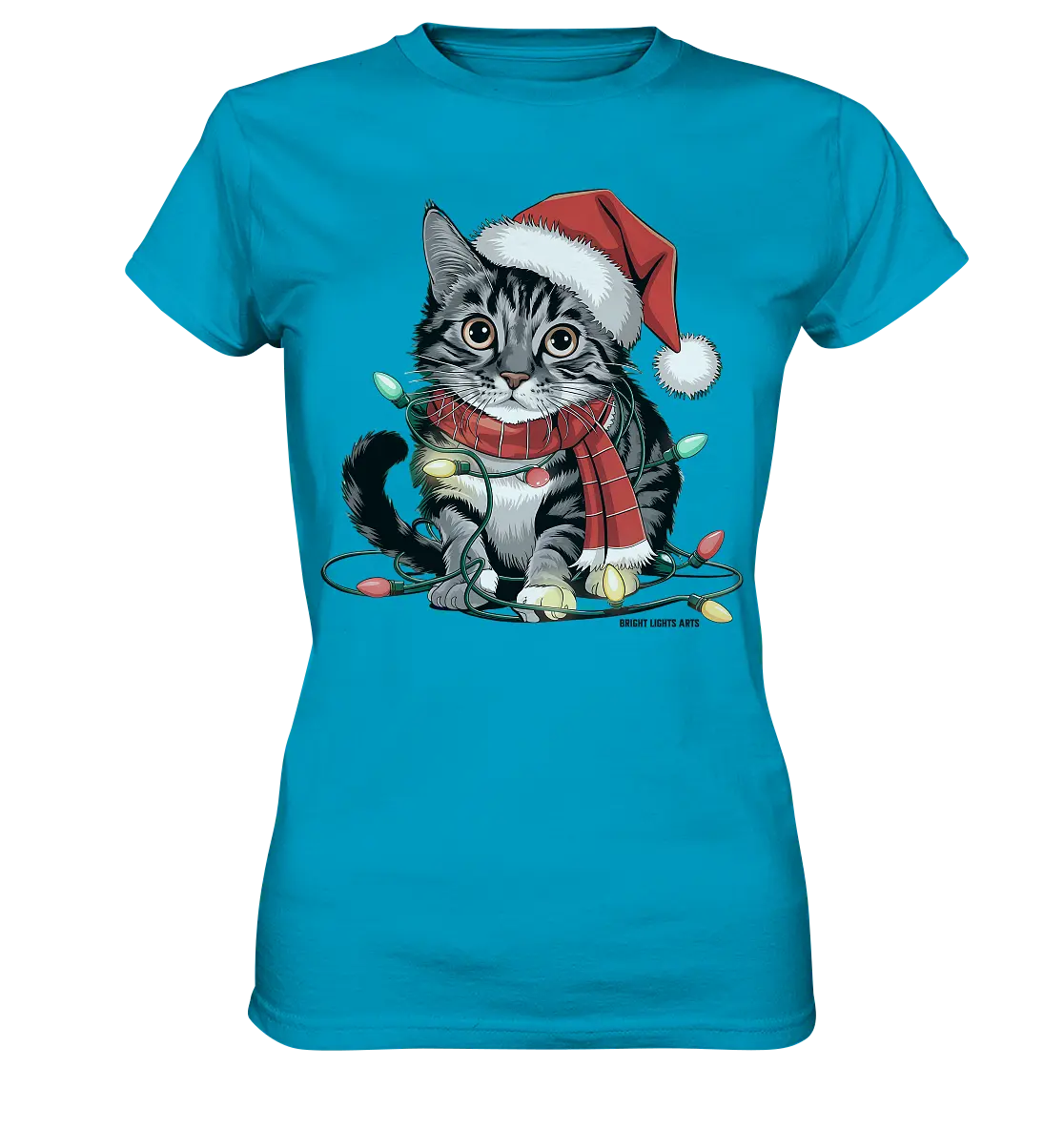 Weihnachtskätzchen im Lichterketten-Wirrwarr - Ladies Premium Shirt Bright Lights Arts