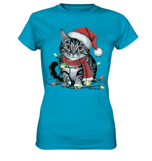 Weihnachtskätzchen im Lichterketten-Wirrwarr - Ladies Premium Shirt Bright Lights Arts