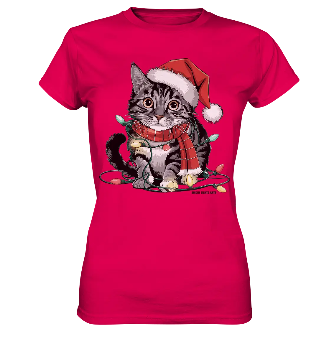 Weihnachtskätzchen im Lichterketten-Wirrwarr - Ladies Premium Shirt Bright Lights Arts