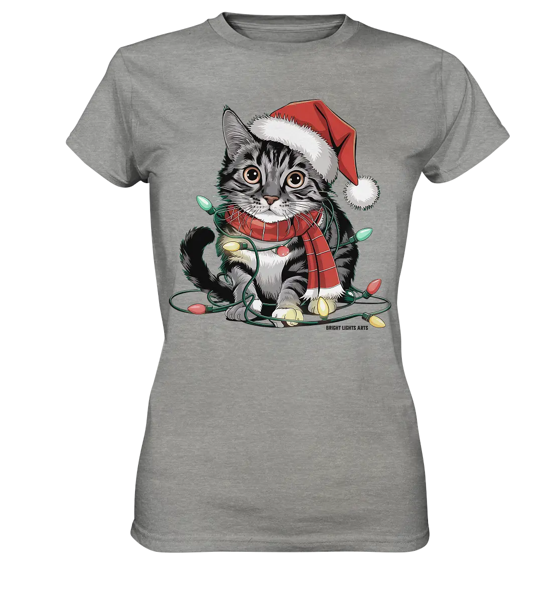 Weihnachtskätzchen im Lichterketten-Wirrwarr - Ladies Premium Shirt Bright Lights Arts