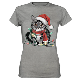 Weihnachtskätzchen im Lichterketten-Wirrwarr - Ladies Premium Shirt Bright Lights Arts