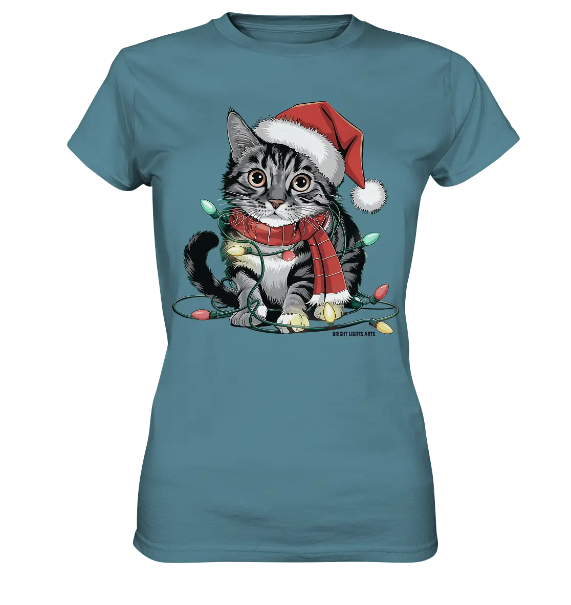 Weihnachtskätzchen im Lichterketten-Wirrwarr - Ladies Premium Shirt Bright Lights Arts