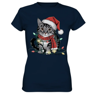 Weihnachtskätzchen im Lichterketten-Wirrwarr - Ladies Premium Shirt Bright Lights Arts