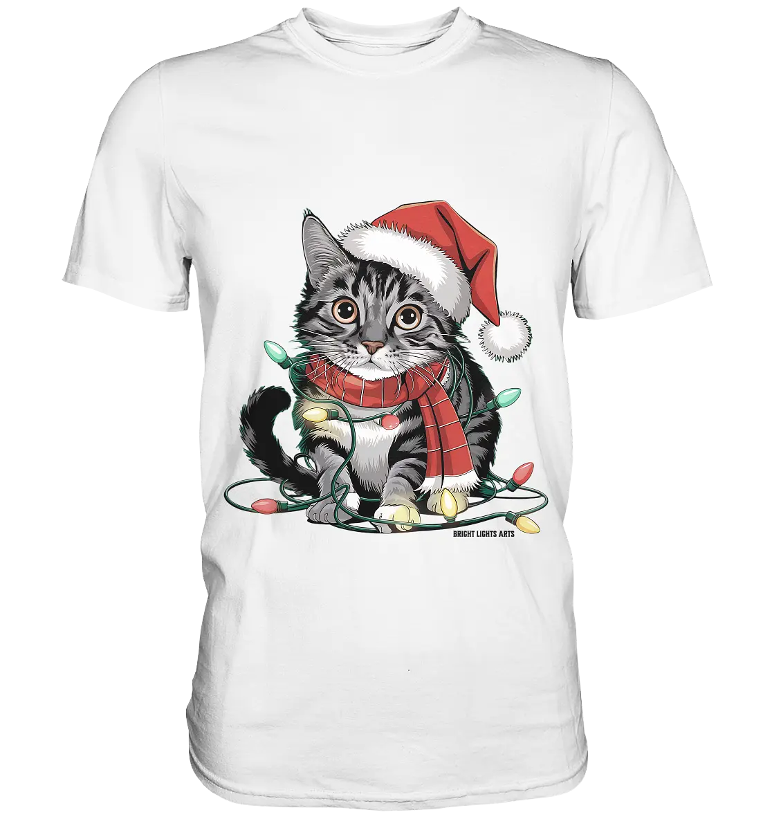 Weihnachtskätzchen im Lichterketten-Wirrwarr - Premium Shirt Bright Lights Arts
