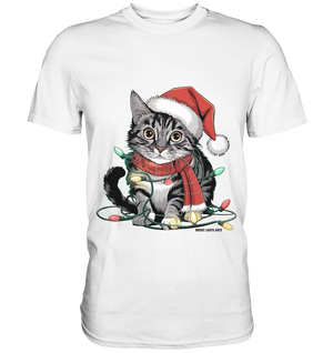 Weihnachtskätzchen im Lichterketten-Wirrwarr - Premium Shirt Bright Lights Arts
