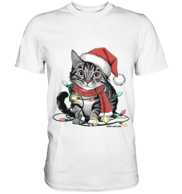 Weihnachtskätzchen im Lichterketten-Wirrwarr - Premium Shirt Bright Lights Arts