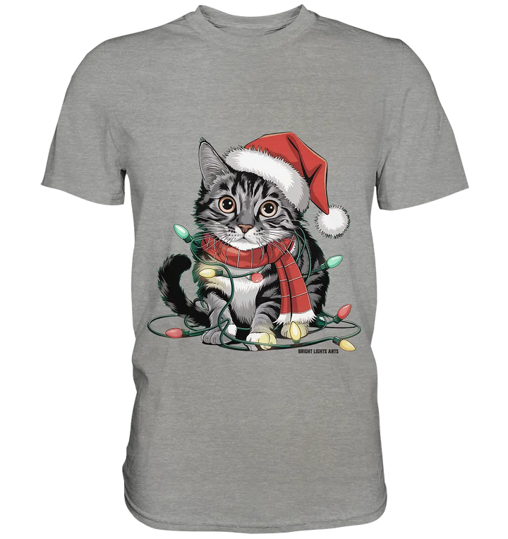 Weihnachtskätzchen im Lichterketten-Wirrwarr - Premium Shirt Bright Lights Arts