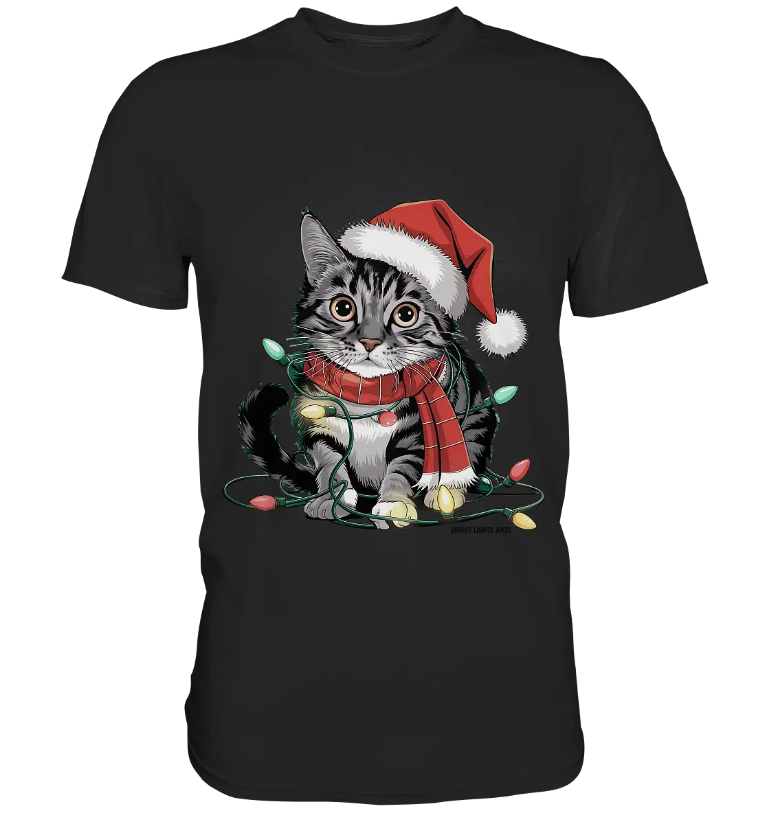 Weihnachtskätzchen im Lichterketten-Wirrwarr - Premium Shirt Bright Lights Arts