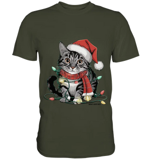 Weihnachtskätzchen im Lichterketten-Wirrwarr - Premium Shirt Bright Lights Arts