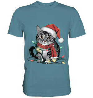 Weihnachtskätzchen im Lichterketten-Wirrwarr - Premium Shirt Bright Lights Arts