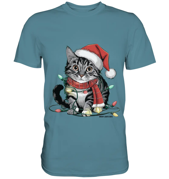 Weihnachtskätzchen im Lichterketten-Wirrwarr - Premium Shirt Bright Lights Arts