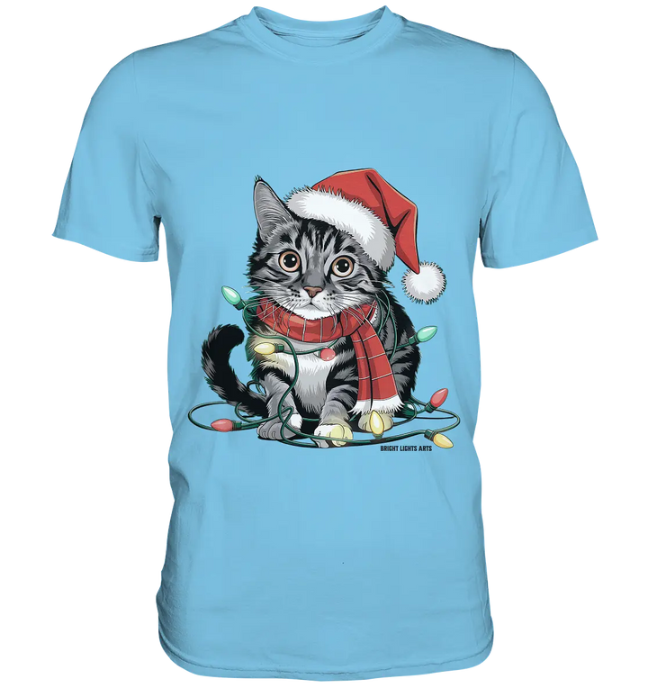 Weihnachtskätzchen im Lichterketten-Wirrwarr - Premium Shirt Bright Lights Arts
