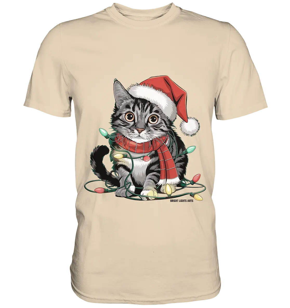 Weihnachtskätzchen im Lichterketten-Wirrwarr - Premium Shirt Bright Lights Arts