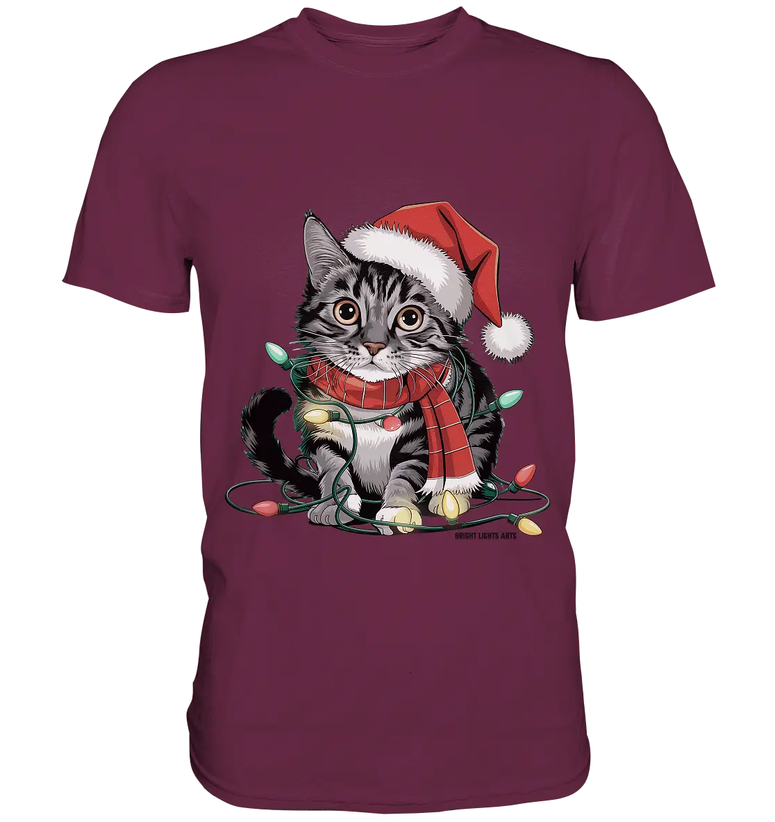 Weihnachtskätzchen im Lichterketten-Wirrwarr - Premium Shirt Bright Lights Arts