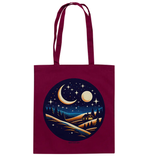 Winterliche Ruhe – Haus im Mondschein - Baumwolltasche Bright Lights Arts