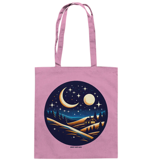 Winterliche Ruhe – Haus im Mondschein - Baumwolltasche Bright Lights Arts