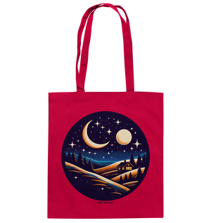 Winterliche Ruhe – Haus im Mondschein - Baumwolltasche Bright Lights Arts